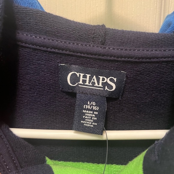 Chaps youth large 14-16 striped hooded long sleeve shirt new - Picture 3 of 4